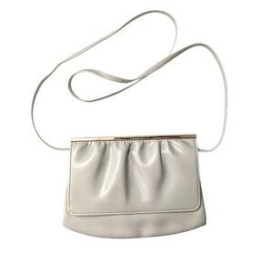 Vintage Mardane USA Ivory Leather Clutch Shoulder Bag Everyday Bridal Purse